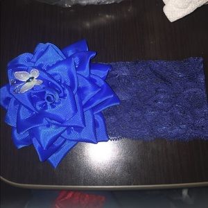 Royal Blue flower/royal blue lace girls headband!!